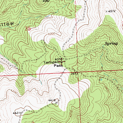Topographic Map of Tompkins Pass, OR