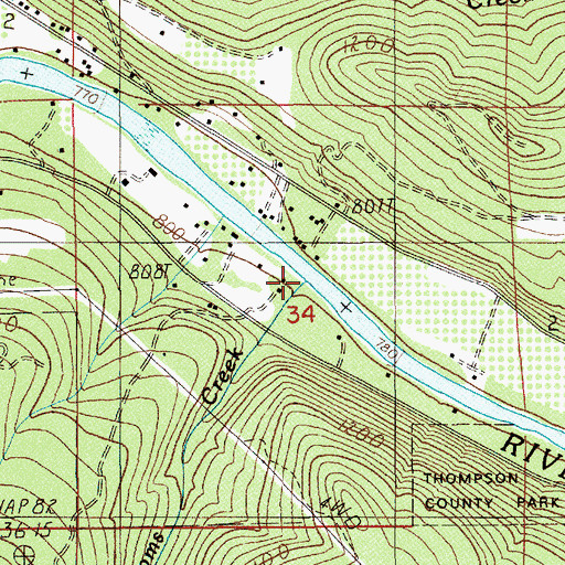 Topographic Map of Toms Creek, OR