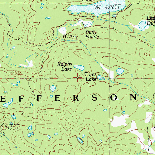 Topographic Map of Toms Lake, OR