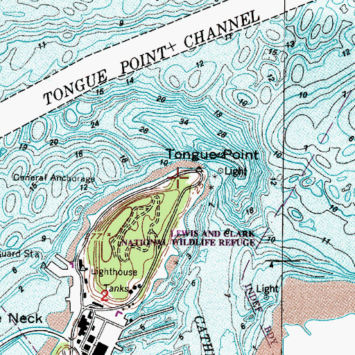 Topographic Map of Tongue Point, OR