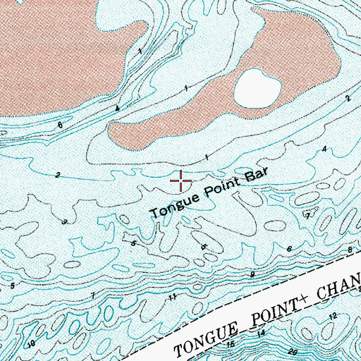 Topographic Map of Tongue Point Bar, OR