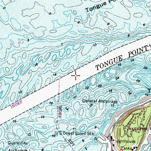 Topographic Map of Tongue Point Channel, OR