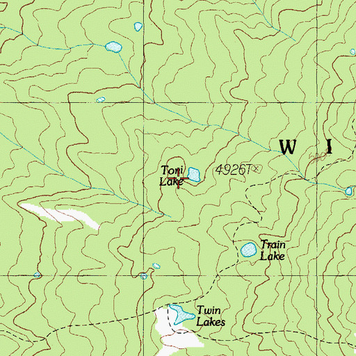 Topographic Map of Toni Lake, OR