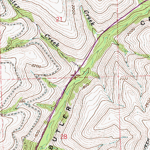 Topographic Map of Tooter Creek, OR
