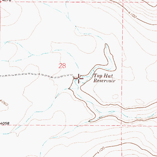 Topographic Map of Top Hat Reservoir, OR