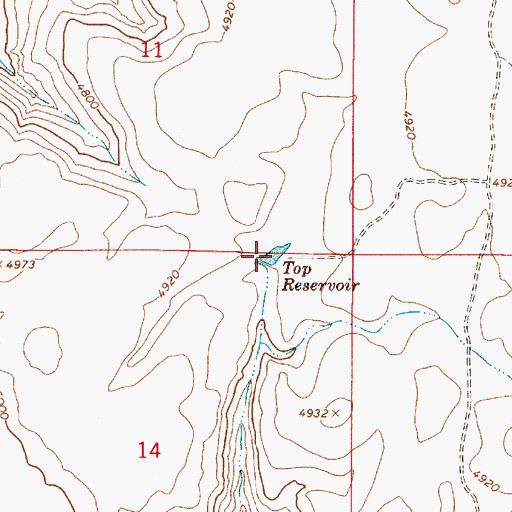 Topographic Map of Top Reservoir, OR