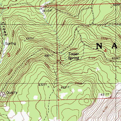 Topographic Map of Tower Spring, OR