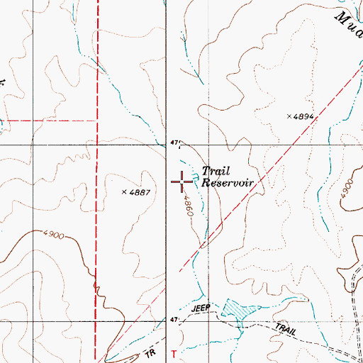 Topographic Map of Trail Reservoir, OR