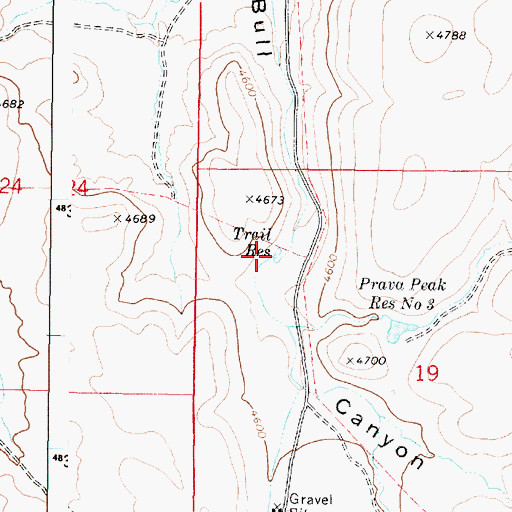 Topographic Map of Trail Reservoir, OR