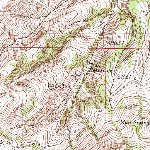 Topographic Map of Trail Reservoir, OR