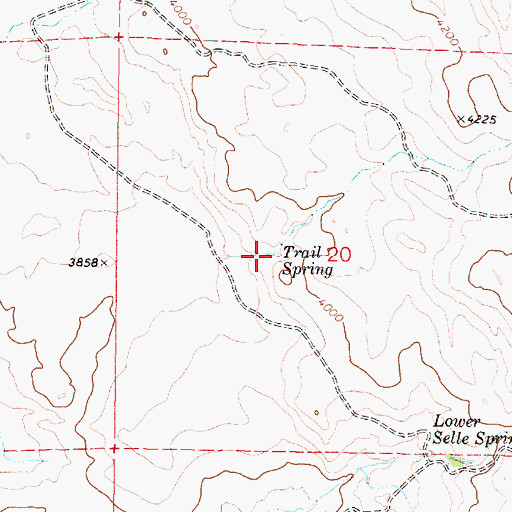 Topographic Map of Trail Spring, OR