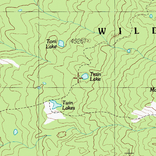 Topographic Map of Train Lake, OR