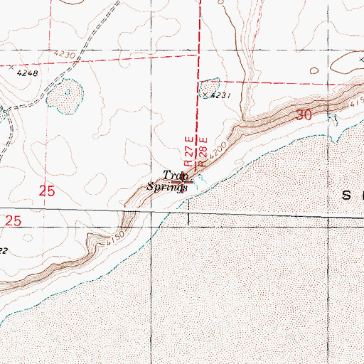 Topographic Map of Trape Springs, OR