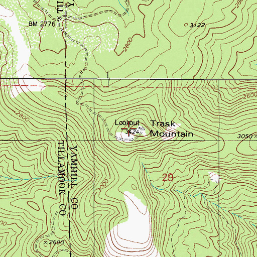 Topographic Map of Trask Mountain, OR