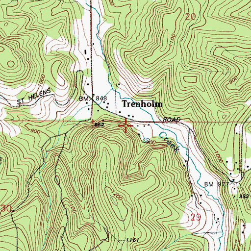 Topographic Map of Trenholm, OR
