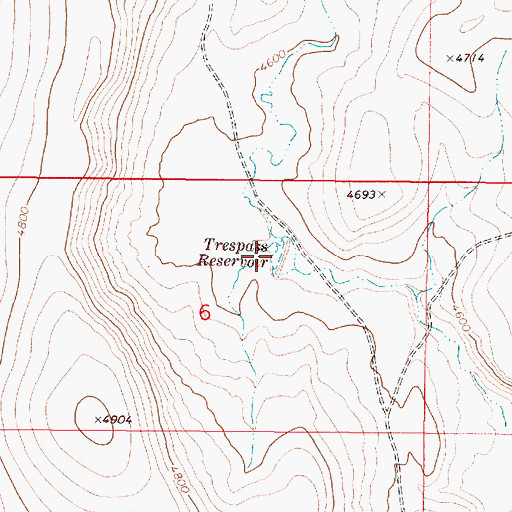 Topographic Map of Trespass Reservoir, OR