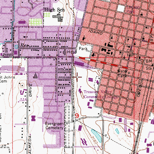 Topographic Map of Treasure Valley Community College, OR