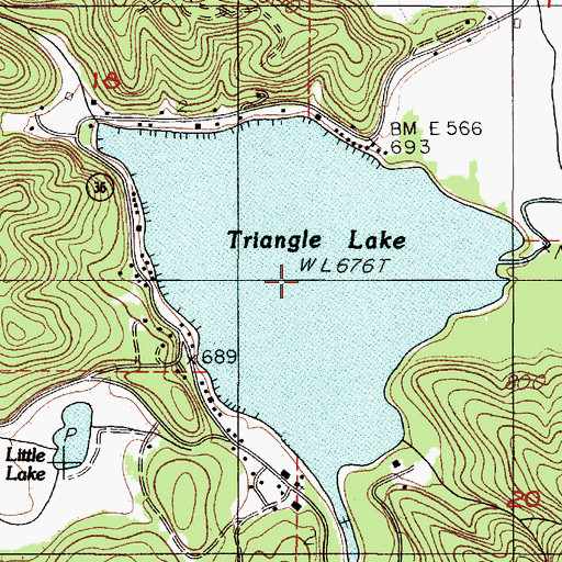 Topographic Map of Triangle Lake, OR