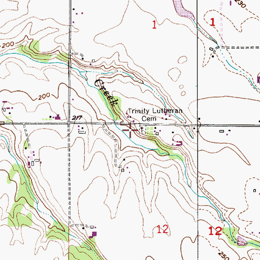 Topographic Map of Trinity Lutheran Cemetery, OR