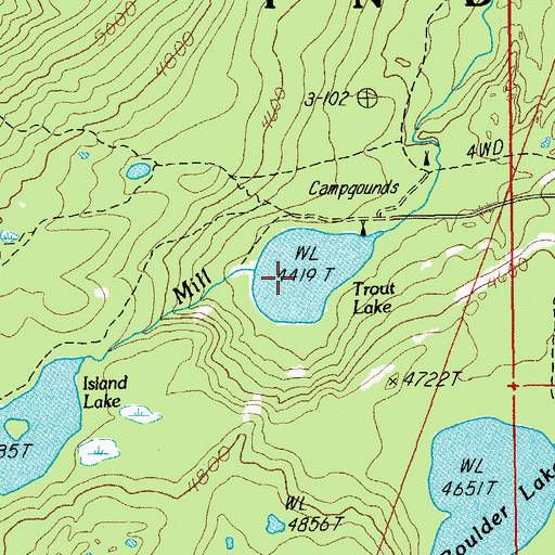 Topographic Map of Trout Lake, OR