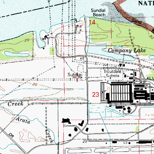 Topographic Map of Troutdale Substation, OR
