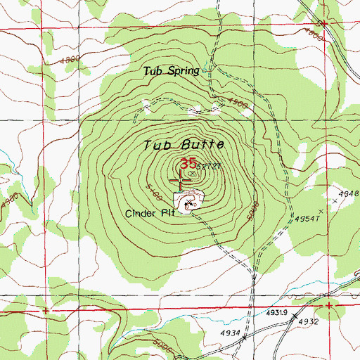 Topographic Map of Tub Butte, OR