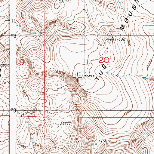 Topographic Map of Tub Mountain, OR