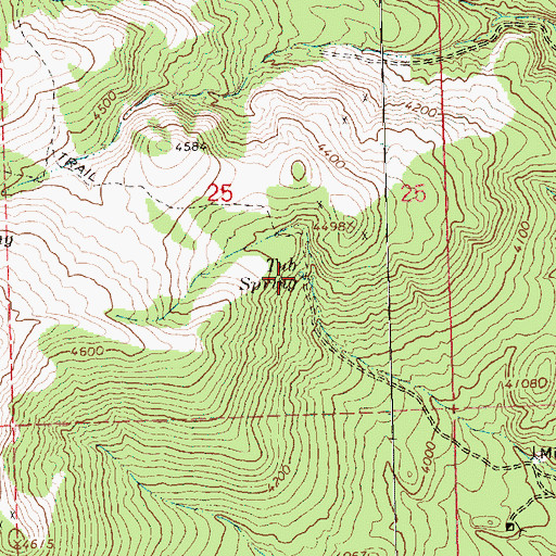 Topographic Map of Tub Spring, OR