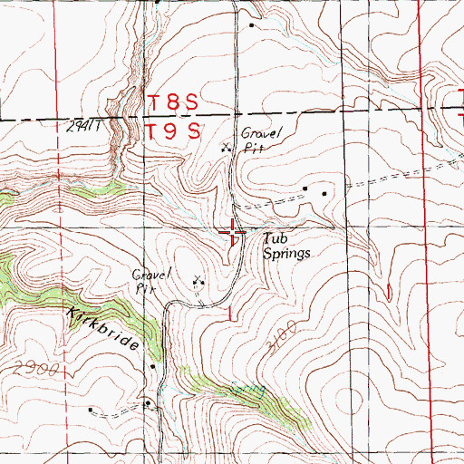 Topographic Map of Tub Springs, OR