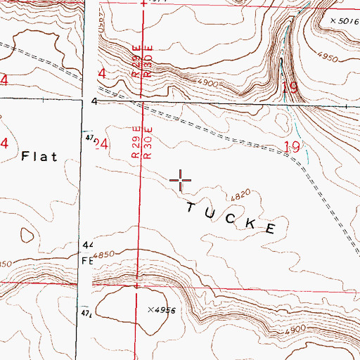Topographic Map of Tucke Flat, OR