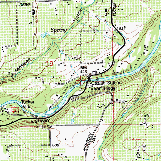 Topographic Map of Tucker Bridge, OR
