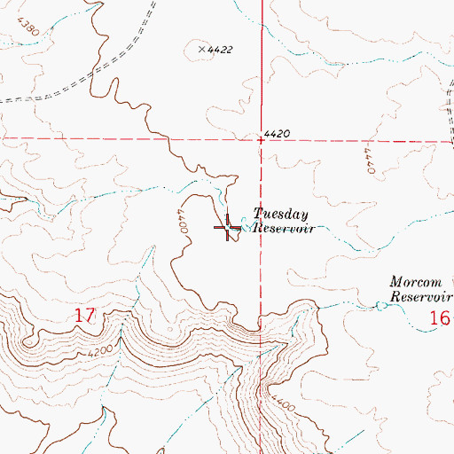 Topographic Map of Tuesday Reservoir, OR