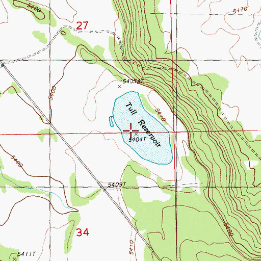 Topographic Map of Tull Reservoir, OR