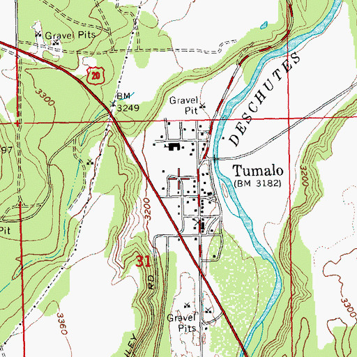 Topographic Map of Tumalo, OR