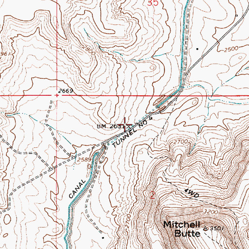 Topographic Map of Tunnel Number 4, OR