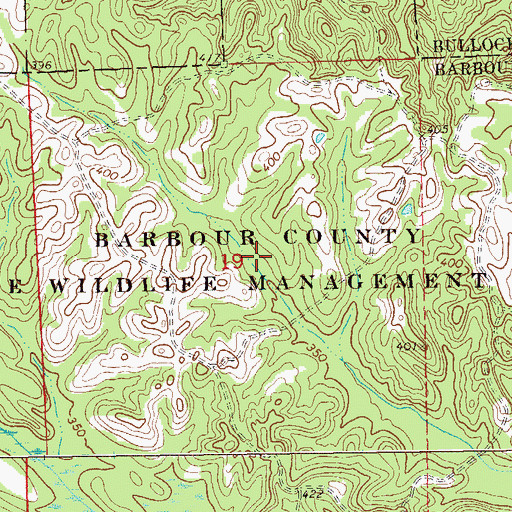 Topographic Map of Barbour County State Wildlife Management Area, AL