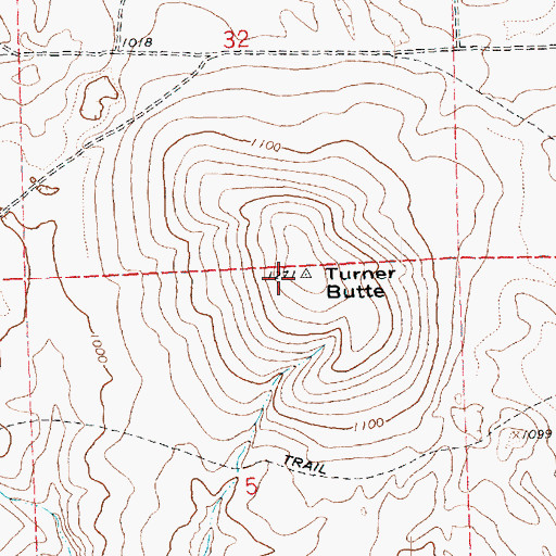Topographic Map of Turner Butte, OR