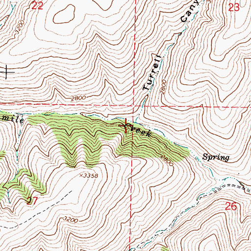 Topographic Map of Turrell Canyon, OR
