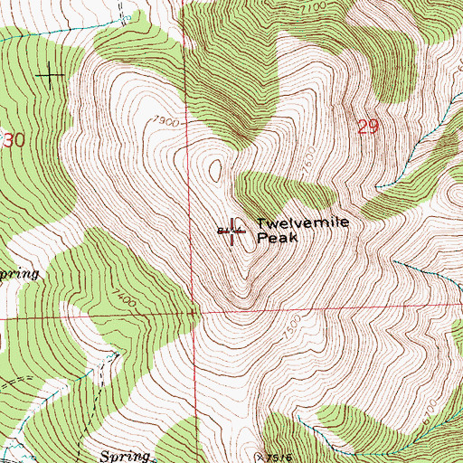 Topographic Map of Twelvemile Peak, OR