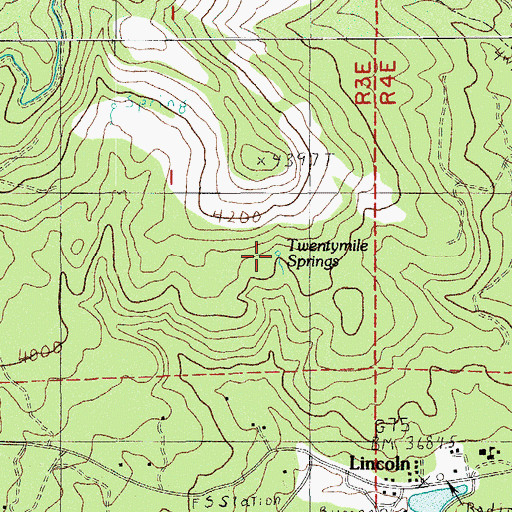 Topographic Map of Twentymile Springs, OR