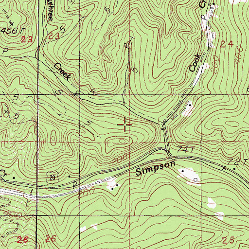 Topographic Map of Twentythree Creek, OR