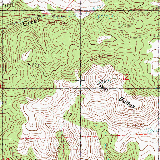 Topographic Map of Twin Buttes, OR