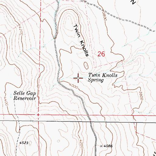 Topographic Map of Twin Knolls Spring, OR
