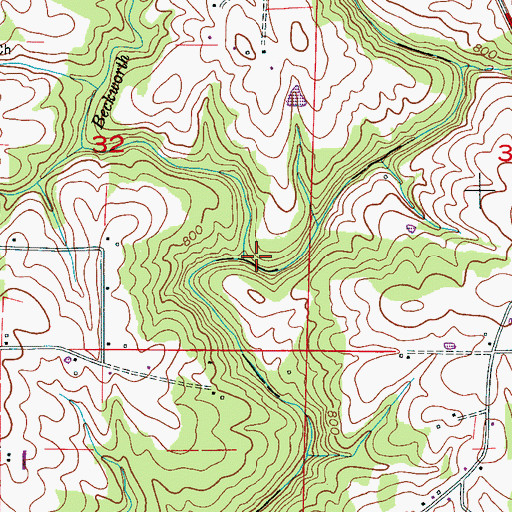 Topographic Map of Beckworth Branch, AL