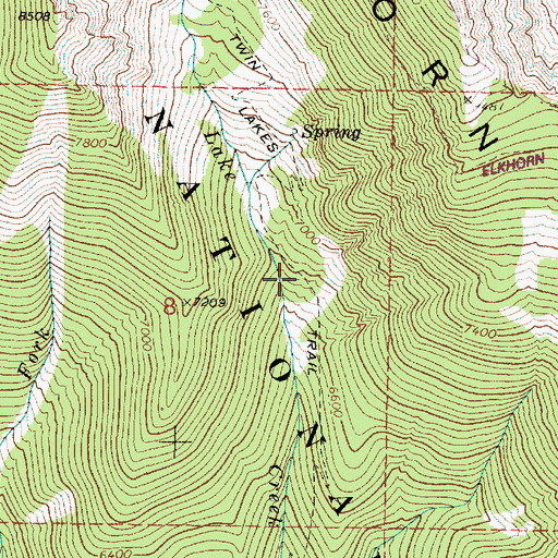 Topographic Map of Twin Lakes Trail, OR