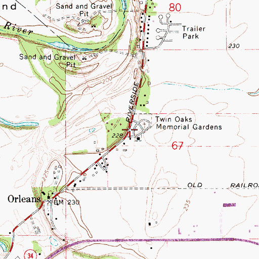Topographic Map of Twin Oaks Memorial Gardens, OR