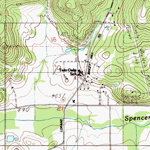 Topographic Map of Twin Oaks Elementary School, OR