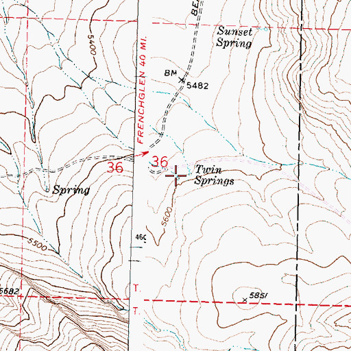 Topographic Map of Twin Springs, OR