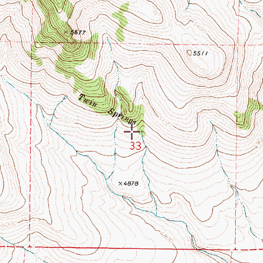 Topographic Map of Twin Springs, OR