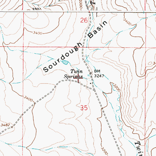 Topographic Map of Twin Springs, OR